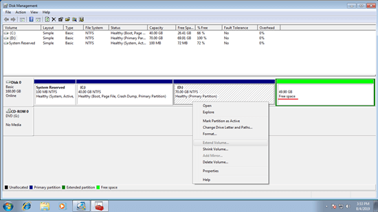 1 Step To Fix Windows 7 Extend Volume Greyed Out/disabled.