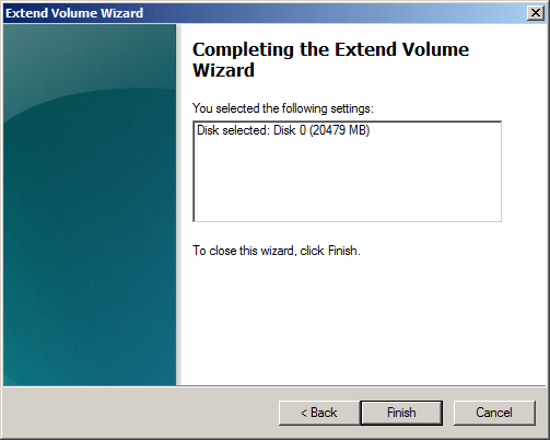 extend volume not available