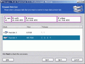 select source dynamic disk