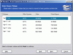 Select source dynamic volume