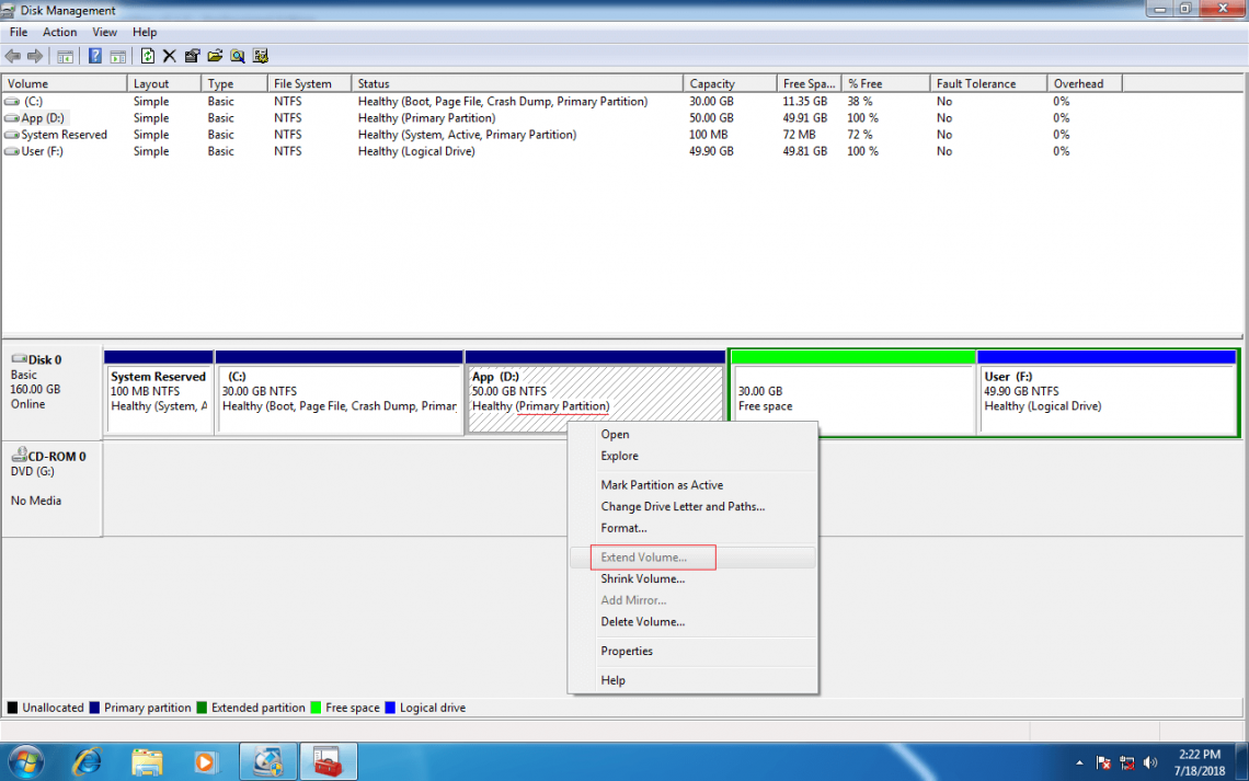 extend hard disk partition windows 7